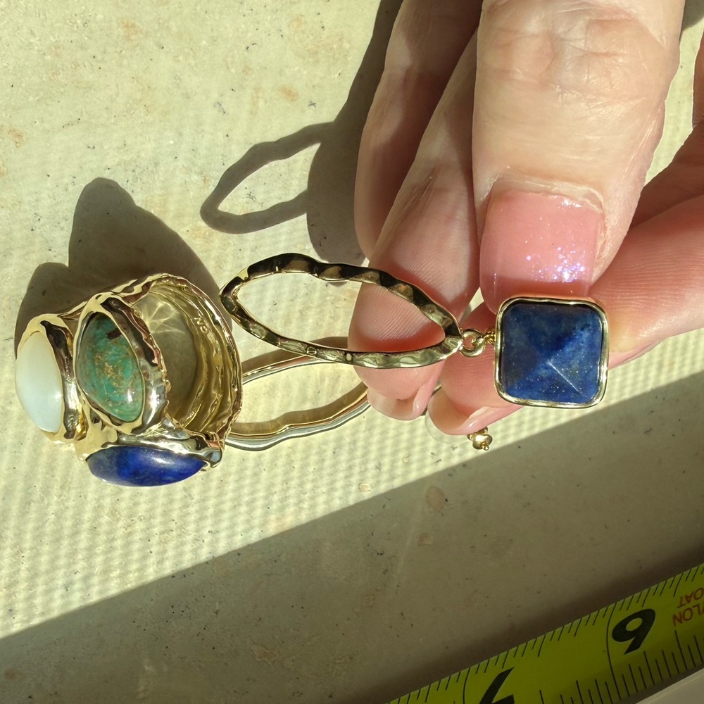 🆕 Gold Convertible, Drop Genuine Lapis Earrings 💙